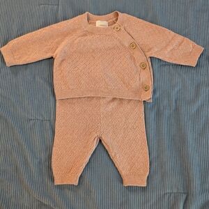 Hanna Andersson Blush Knit Newborn Sweater And Pants Set